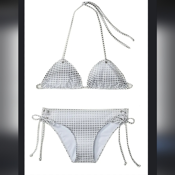 Shimmi Black White Dots Beach Swim Bikini Set Size Large - Picture 1 of 10